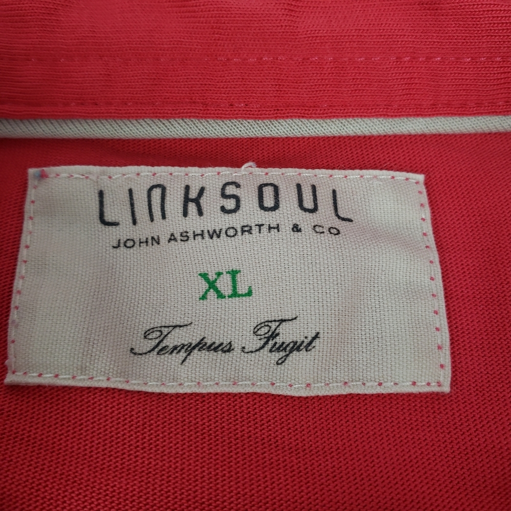 Linksoul Luxury Cotton Polo Size XL in Coral *Flaws* Very Soft - Picture 3 of 10